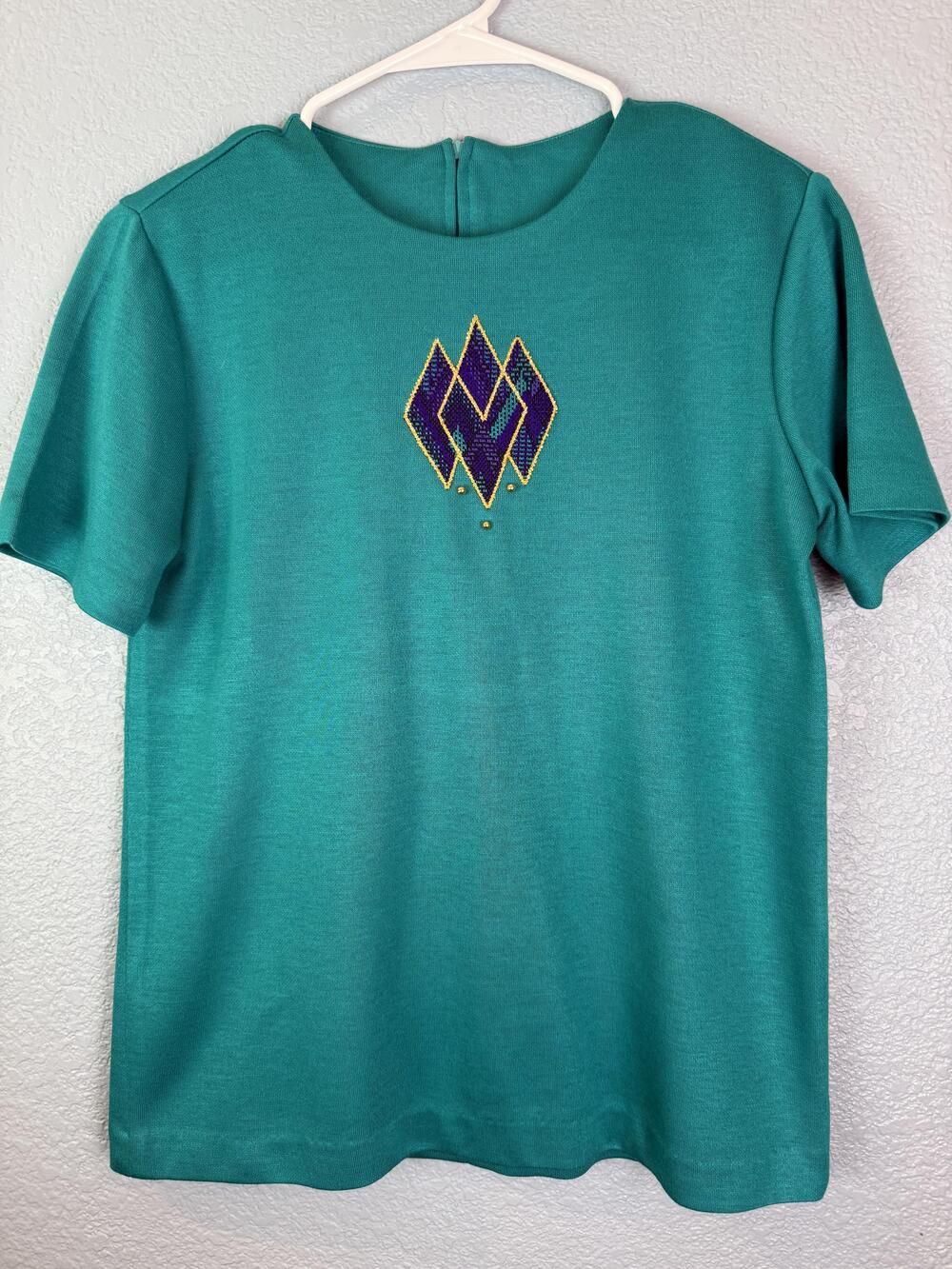 Vintage Graff Californiaware Shirt Womens Small Geometric Acrylic 80s Retro Top
